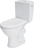 CERSANIT Stand WC mit Spülkasten Komplett | Toiletten mit Toilettensitz Polypropylen ohne Absenkautomatik | Kloschüssel mit Waagerecht Ablauf - 37 cm Breite | aus Keramik | Farbe: Weiß
