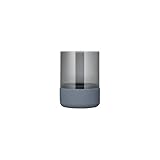 blomus Windlicht -Calma- | Kerzenhalter aus hochwertigem Beton und Smoke Glas | Farbe Steel Gray | Größe S | 10L x 10B x 14H cm | Indoor | exkl. Kerze