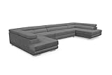 KREATIVE FURNITURE & DESIGN Ecksofa Miami U XXL-Ecksofa mit Schlaffunktion und Zwei Bettkästen in Grau - Big Sofa Wohnlandschaft für optimalen Komfort und Stil