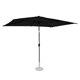 VONROC Sonnenschirm rechteckig 200x300 - Rechteckiger Sonnenschirm für Terasse, Garten, Balkon, Gastro - Knickbar, Kurbel, Wetterfest - Rapallo schwarz