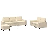 HETFTJN Sofagarnituren Sofas & Couches Camping Couch Camping Sessel - 3-TLG. Sofagarnitur Creme Stoff für Büro Jugendzimmer Sitzzimmer Relaxationsraum