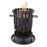 Tarrington House Feuerschale mit Gitterschutz- aus Stahl, ø 52 cm x 55 cm (H), hochwertiger Feuerkorb Griffen und Auffangbehälter, rund, schwarz für Nette Abende den Freunden, Gartenpartys
