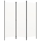 vidaXL Raumteiler Klappbar Freistehend Trennwand Paravent Umkleide Sichtschutz Spanische Wand Raumtrenner 3-TLG. Weiß 150x180cm Eisen Stoff