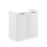 Vicco Spülenunterschrank R-Line, Weiß Landhaus/Weiß, 80 cm ohne Arbeitsplatte