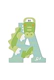 Sevi 83001 Tier Holzbuchstaben A - Alligator, Türbuchstaben für Kinderzimmer, ABC Lernspielzeug aus Holz, pädagogisches Spielzeug für Kinder ab 3 Jahren, Buchstabe Tiere sortiert, Rosa / Gelb / Blau