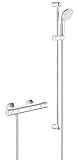 Grohe Grohtherm 800 | Brause- und Duschsystem - Thermostat -Brausebatterie | Inklusive Brausegarnitur | Schutz vor Hautverbrennungen bei 38 °C und 43 °C | Chrom | 34566001, 900 mm