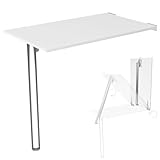 KDR Produktgestaltung Wandklapptisch Schreibtisch Tischplatte 80x50 cm in Weiß Klapptisch Esstisch Küchentisch für die Wand Höhe Tisch 74 cm zur Wandmontage mit Tischbein klappbar