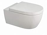 SSWW | Toilette für Gäste-WC, Spülrandloses WC mit Softclose Deckel, Hänge-WC aus Keramik, Wand-WC | 48,5 cm kurz