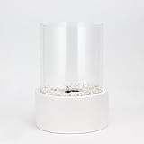 JHY DESIGN Weißer runder Tischkamin Feuerschale Topf Tragbarer Kamin - sauber brennender Bio-Ethanol Entlüftungsloser Kamin für Tisch Home Küche Wohnzimmer Garten