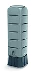 YourCasa Regentonne [Tower] 120L mit Standfuss, Deckel & Wasserhahn - Regenfass Frostsicher aus Kunststoff - Regenwassertonne - Regenwassertank Garten Wassertank Regensammler (Grau)