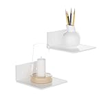 Sezanrpt 15cm Weiß Acryl Wandregale Set von 2, Wand montierte Speicher Display Regale für Schlafzimmer, Spielzimmer, Wohnzimmer, Badezimmer, Esszimmer, Büro, 2-Pack