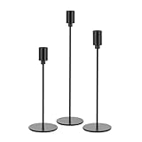 Kerzenständer Schwarz Kerzenhalter Metall Kerzenleuchter: Candeldo Stabkerzenhalter 3er Set Modern Tisch Deko Kerzenhalter Hoch für Stabkerzen Dekoration Wohnzimmer Tischdeko