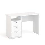 KOMTO Schreibtisch mit Schubladen - Bürotisch Computertisch Klein Arbeitstisch Büro PC-Tisch Kinderschreibtisch mit Stauraum | Moderner Schreibtisch Weiß | Oslo H 110 x 50 x 74 cm