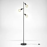 B.K.Licht - Stehlampe Vintage mit Fußtaster, schwenkbar, E27 Fassung, max. 10 Watt, Leselampe, Deko Wohnzimmer, Lampe, Deckenfluter, Standleuchte, Wohnzimmerlampe, Industrial, 22x160 cm, Schwarz