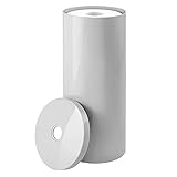 mDesign freistehender Papierrollenhalter – moderner Toilettenpapierhalter stehend fürs Badezimmer – dezenter Klopapierhalter mit Deckel aus Kunststoff – hellgrau
