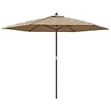 JUDYY Sonnenschirm mit Holzmast, Sonnenschirm Balkon, Balkon Zubehör, Balkonschirm, Balkon Gadgets, Außen-Sonnenschirm, Parasol De Jardin, Taupe 299x240 cm