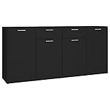 vidaXL Sideboard mit 4 Türen 2 Schubladen Kommode Anrichte Mehrzweckschrank Beistellschrank Schrank Standschrank Schwarz 160x36x75cm Holzwerkstoff