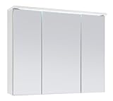 Stella Trading TWO Spiegelschrank Bad mit LED-Beleuchtung in Weiß - Badezimmerspiegel Schrank mit viel Stauraum - 80 x 68 x 22,5 cm (B/H/T)