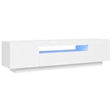 vidaXL TV Schrank mit LED-Leuchten Lowboard Sideboard Fernsehschrank Fernsehtisch TV Möbel Tisch Board HiFi-Schrank Weiß 160x35x40cm