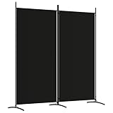 vidaXL Paravent 2-TLG. Raumtrenner Raumteiler Trennwand Umkleide Sichtschutz Spanische Wand Wohnzimmer Schlafzimmer Schwarz 175x180cm Stoff