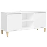 vidaXL TV Schrank mit Massivholz-Beinen Lowboard Sideboard Fernsehschrank Fernsehtisch TV Möbel Tisch Board HiFi-Schrank Weiß 103,5x35x50cm