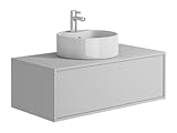 Vente-unique - Waschbeckenunterschrank hängend mit rundem Einzelwaschbecken - Weiß - 94 cm - TEANA II