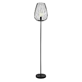 EGLO Stehlampe Newtown, 1 flammige Vintage Standleuchte, Retro Stehleuchte aus Stahl, Farbe: Schwarz, Fassung: E27, inkl. Trittschalter