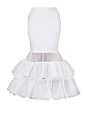 BEAUTELICATE Damen Petticoat Meerjungfrauen Reifrock Fischschwanz Unterröcke 2 Reifen mit Rüschen Ebenen Knöchellänge für Hochzeit Brautkleid (Elfenbein - 2 Reifen & Rüsche, S)