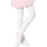 Durio Strumpfhose Mädchen Elastisch Babystrumpfhose Ballettstrumpfhose Tanzstrumpfhose Anti-Rutsch Weiß 6-9 Jahre (Tag Size L)