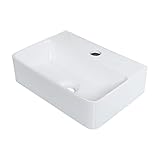 Ibergrif Hänge-Waschbecken, 37x27x11CM, Einfache Reinigung und Installation, Geeignet für Badezimmer, Weiß, Keramikmaterial