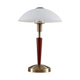 Lindby Tischlampe / Tischleuchte mit Touchfunktion, Nachttischlampe Messing antik, Holzdekor, 1x E14 max. 40W, ohne Leuchtmittel, Wohnzimmer, Schlafzimmerlampe