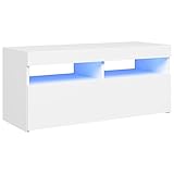 vidaXL TV Schrank mit LED-Leuchten Lowboard Fernsehschrank Fernsehtisch Sideboard HiFi-Schrank TV Möbel Tisch Board Weiß 90x35x40cm