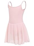 Eisnnu Mädchen Ballettkleidung Ärmellos Balletttrikot Verstellbarem Riemen Tanzkleid Baumwolle Ballettanzug Ballettbody mit Chiffon Rock Tütü 2-14 Jahre