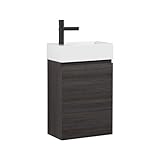 GOOM Gäste-WC Waschtisch Set 40 cm Badmöbel Vormontiert Klein Waschbecken mit Unterschrank (Anthrazit)