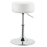 Juskys Schminktisch Hocker Tonia, Sitzhocker rund ? 33 cm & höhenverstellbar 52-65 cm, ergonomischer Polsterhocker mit Kunstleder-Bezug in Weiß