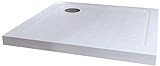 i-flair Duschwanne 90x90 cm, flache Duschtasse aus langlebigem Sanitäracryl mit Anti-Rutsch-Noppen inkl. Ablaufgarnitur mit Geruchsverschluss (Siphon) - Weiß