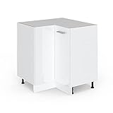 Vicco Eckschrank R-Line, Weiß Hochglanz/Weiß, 75.6 cm ohne Arbeitsplatte