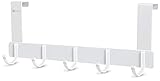 DeeAWai Türgarderobe A14 Türhaken zum Einhängen - Jackenhalter mit 5 Haken - Badezimmertür Haken für 2 cm dicke Türen - Türhakenleiste mit Anti-Rutsch - Handtuchhalter Bad
