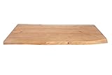 SAM Tischplatte 100x60 cm Louis, Holzplatte Akazienholz massiv + naturfarben + lackiert, Baumkanten-Platte für Heimwerker, Arbeitsplatten, Tische & Fensterbretter