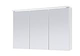 Stella Trading TWO Spiegelschrank Bad mit LED-Beleuchtung in Weiß - Badezimmerspiegel Schrank mit viel Stauraum - 100 x 68 x 22,5 cm (B/H/T)