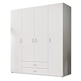 Stella Trading BASE Zeitloser Kleiderschrank in drei verschiedenen Größen - Vielseitiger Drehtürenschrank in Weiß - 160 x 177 x 52 cm (B/H/T)