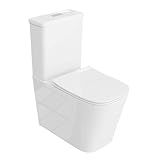 LAVITA Einteilige Stand-WC mit eingebautem Spülkasten TRYTON WHITE | Komplett-Set | WC deckel mit Absenkautomatik | Keramik Toilette Spülrandlos | Toilettenschüssel | Toilettenbecken Stehend