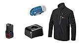 Bosch Professional Beheizbare Jacke GHJ 12+18V XA (inkl. USB-Ladeadapter GAA 12V-21 + GBA 12V 2.0Ah Akku + Ladegerät GAL 12V-20) - Größe M