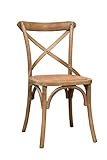 Biscottini Holzsthul 46x42x86 cm aus massiver Esche und Rattansitz mit gealterter Holzoberfläche - Esszimmerstühle aus verwittertes Holz - Vintage Stuhle Made in Italy