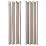 MRTREES Vorhang Blickdicht Gardinen Thermovorhang mit Ösen Verdunklungsvorhang Ösenschal, Kurz Modern 225×140cm(H×B) Beige Creme 2er Set für Hotels Büros Wohnzimmer Schlafzimmer Kinderzimmer