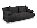 Schlafsofa Naki - Sofa mit Schlaffunktion und Bettkasten, Bettsofa, Couchgarnitur, Couch, Sofagarnitur, Bett (Schwarz + Schwarz (Alova 04 + Berlin 02))