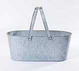 Jinfa Zinkwanne mit Griffen Metallwanne Getränkewanne Blumenkasten Metall | 41,8 x 21,2 x 16,3 cm | 10,8 L