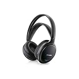 Philips SHC5200/10 HiFi Kopfhörer Kabellos Over-Ear (32-mm-Lautsprechertreiber, Kabellose UKW-Übertragung, Selbstregulierender Bügel, Leichtes Design, Wiederaufladbar) 25 ohm, Schwarz