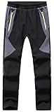 DAFENP Kinder Softshellhose Skihose Warm Gefüttert Thermohose Winter Wasserdicht Winddicht Schneehose Jungen Mädchen Wanderhose KZ2001-Black1-XL