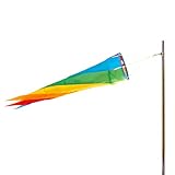 PHENO FLAGS Regenbogen Windsack, 95 cm - Bunte Gartendeko für Draußen - Windfahne für den Fahenmast, Windspiele & Windsäcke